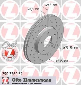 Гальмівний диск ZIMMERMANN 290.2260.52 (фото 1)