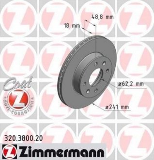 Тормозной диск ZIMMERMANN 320.3800.20 (фото 1)