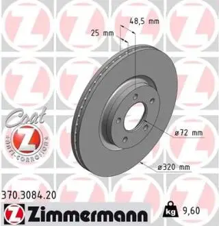 Гальмівний диск ZIMMERMANN 370.3084.20