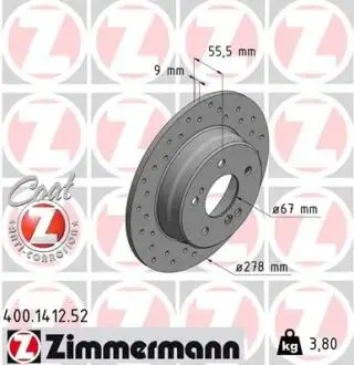 Тормозной диск ZIMMERMANN 400.1412.52