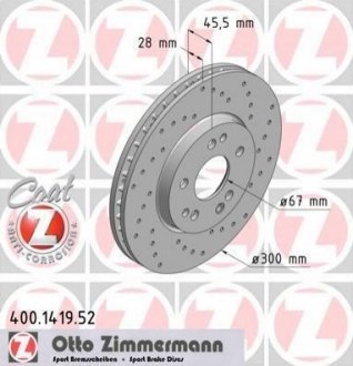 Гальмівний диск ZIMMERMANN 400.1419.52 (фото 1)