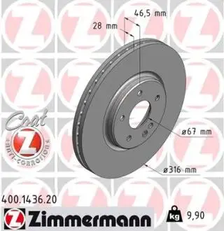 Тормозной диск ZIMMERMANN 400.1436.20