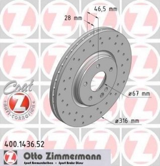 Гальмівний диск ZIMMERMANN 400.1436.52