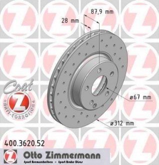 Тормозной диск ZIMMERMANN 400.3620.52 (фото 1)
