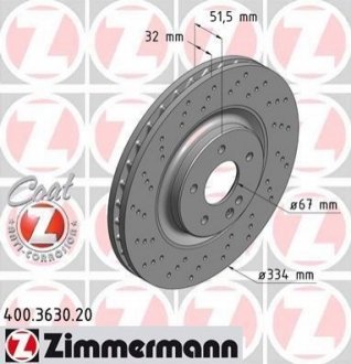 Гальмівний диск ZIMMERMANN 400.3630.20