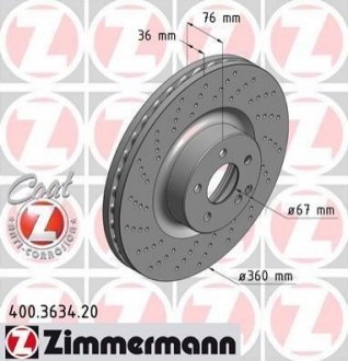 Гальмівний диск ZIMMERMANN 400.3634.20 (фото 1)