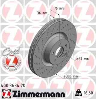 Гальмівний диск ZIMMERMANN 400.3634.20