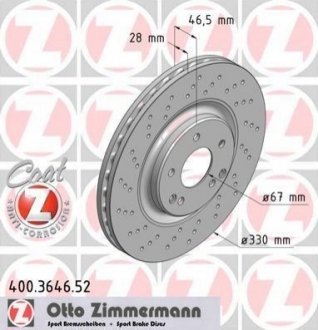 Тормозной диск ZIMMERMANN 400.3646.52 (фото 1)
