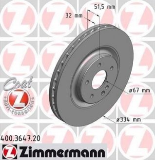 Гальмівний диск ZIMMERMANN 400.3647.20