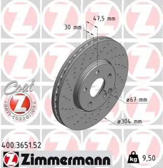 Гальмівний диск ZIMMERMANN 400.3651.52