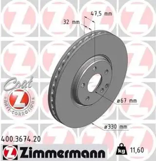 Гальмівний диск ZIMMERMANN 400.3674.20