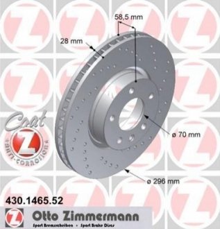 Тормозной диск ZIMMERMANN 430.1465.52 (фото 1)