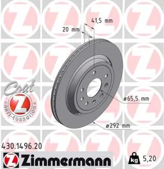 Гальмівний диск ZIMMERMANN 430.1496.20