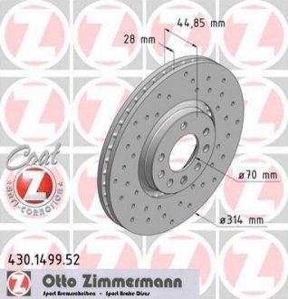 Тормозной диск ZIMMERMANN 430.1499.52 (фото 1)