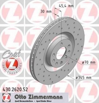 Тормозной диск ZIMMERMANN 430.2620.52 (фото 1)