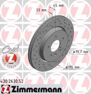 Тормозной диск ZIMMERMANN 430.2630.52