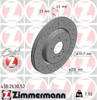Гальмівний диск ZIMMERMANN 430.2630.52
