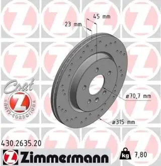 Тормозной диск ZIMMERMANN 430.2635.20