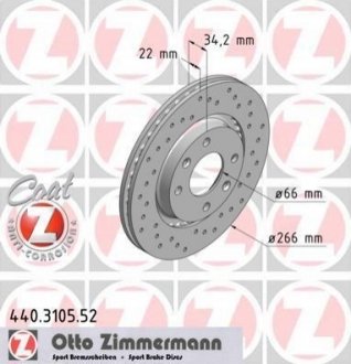 Тормозной диск ZIMMERMANN 440.3105.52 (фото 1)