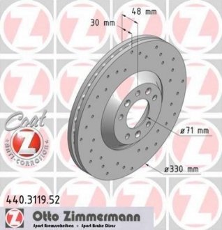 Гальмівний диск ZIMMERMANN 440.3119.52 (фото 1)