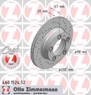 Тормозной диск ZIMMERMANN 460.1524.52