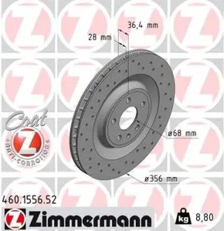 Гальмiвнi диски Sport ZIMMERMANN 460.1556.52