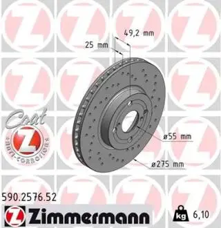 Гальмівний диск ZIMMERMANN 590.2576.52