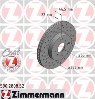 Тормозной диск ZIMMERMANN 590.2808.52 (фото 1)