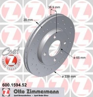 Тормозной диск ZIMMERMANN 600.1594.52