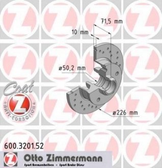 Гальмівний диск ZIMMERMANN 600.3201.52 (фото 1)