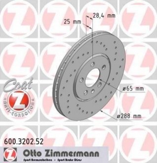 Тормозной диск ZIMMERMANN 600.3202.52 (фото 1)