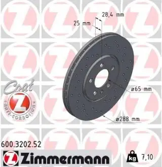 Тормозной диск ZIMMERMANN 600.3202.52