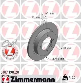 Гальмiвнi диски заднi ZIMMERMANN 610.1198.20