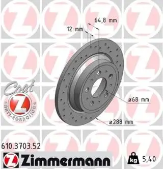 Тормозной диск ZIMMERMANN 610.3703.52