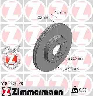 Гальмівний диск ZIMMERMANN 610.3720.20