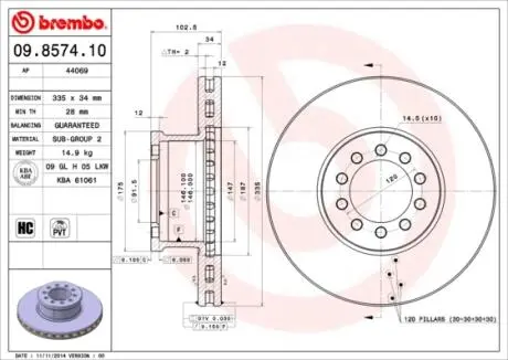 Гальмівний диск BREMBO 09.8574.10