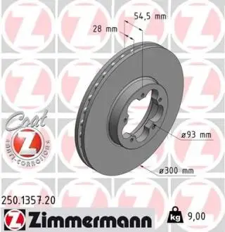 Гальмiвнi диски переднi ZIMMERMANN 250.1357.20
