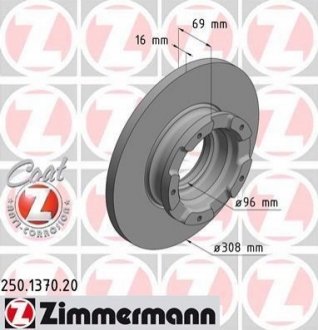 Гальмівний диск ZIMMERMANN 250.1370.20 (фото 1)