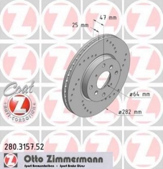 Тормозной диск ZIMMERMANN 280.3157.52 (фото 1)