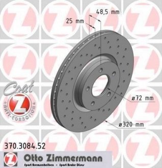 Гальмівний диск ZIMMERMANN 370.3084.52 (фото 1)