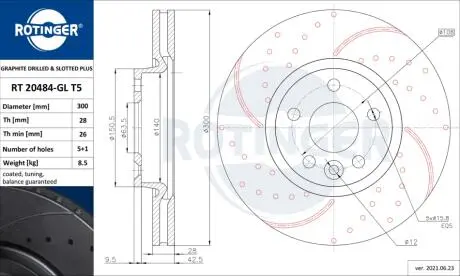 Тормозной диск ROTINGER RT20484GLT5