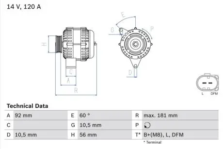 Генератор BOSCH 0 986 042 550