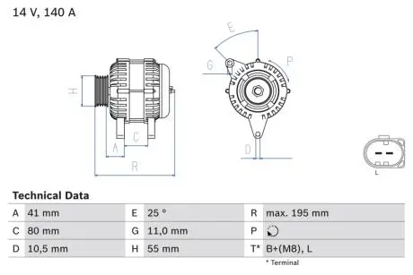 Генератор BOSCH 0 986 046 210
