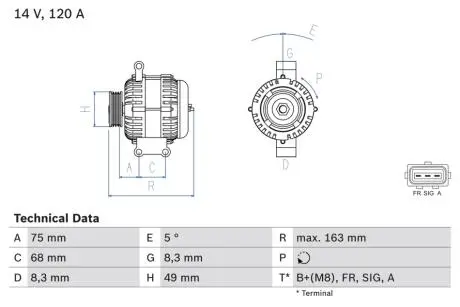 Генератор BOSCH 0 986 049 670