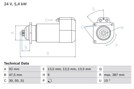 Стартер BOSCH 0 986 011 570 (фото 1)