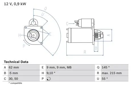 Стартер BOSCH 0 986 013 850