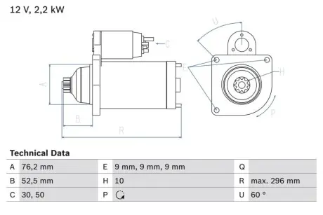 Стартер BOSCH 0 986 016 340