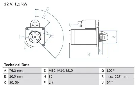 Стартер BOSCH 0 986 017 060