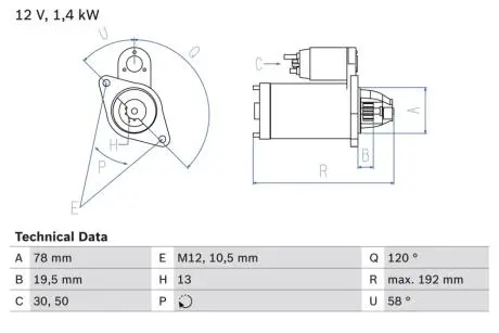 Стартер BOSCH 0 986 019 361