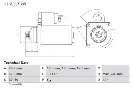 Стартер BOSCH 0 986 020 250